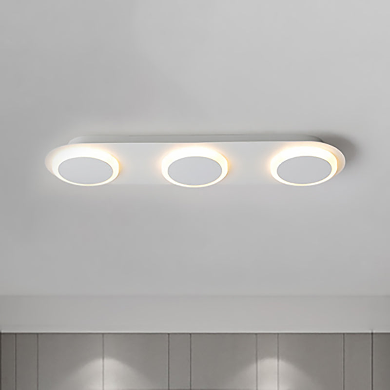Rectangular Acrylic Flush Mount Lamp Contemporary 3/4/5 Lights White Flush Mount Light for Bedroom in Warm/White Light Clearhalo 'Ceiling Lights' 'Close To Ceiling Lights' 'Close to ceiling' 'Flush mount' Lighting' 211649