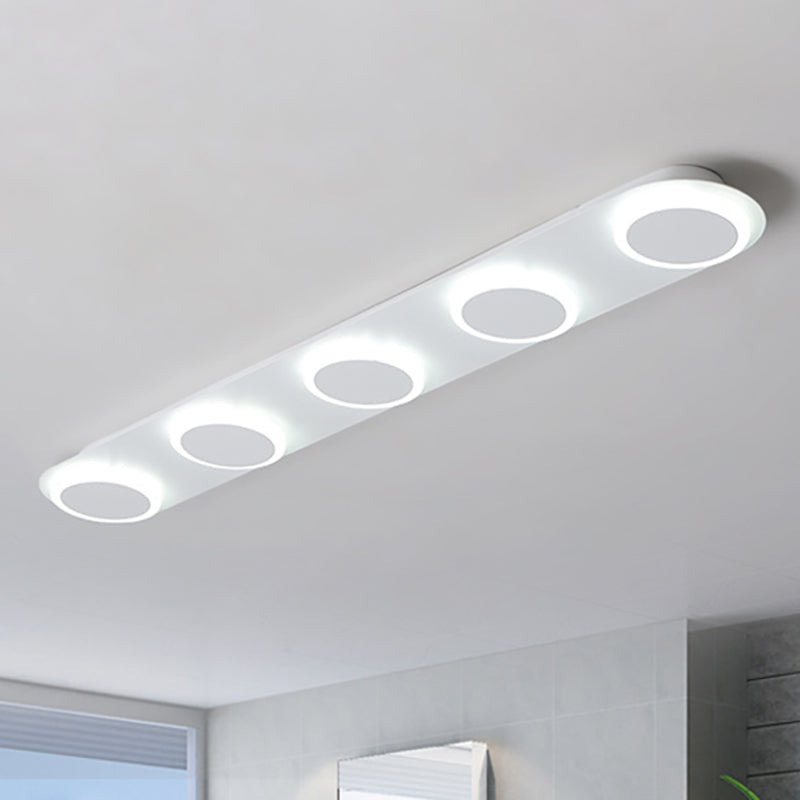 Rectangular Acrylic Flush Mount Lamp Contemporary 3/4/5 Lights White Flush Mount Light for Bedroom in Warm/White Light 5 White Clearhalo 'Ceiling Lights' 'Close To Ceiling Lights' 'Close to ceiling' 'Flush mount' Lighting' 211655