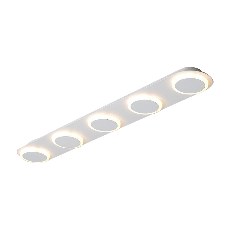 Rectangular Acrylic Flush Mount Lamp Contemporary 3/4/5 Lights White Flush Mount Light for Bedroom in Warm/White Light Clearhalo 'Ceiling Lights' 'Close To Ceiling Lights' 'Close to ceiling' 'Flush mount' Lighting' 211656