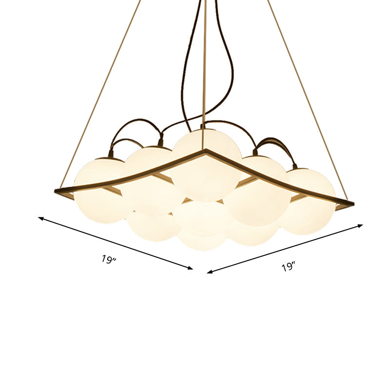 Globe Living Room Ceiling Chandelier Traditional Frosted Glass 4/9 Lights White Hanging Fixture,shopify with Square Frame Clearhalo 'Ceiling Lights' 'Chandeliers' 'Lighting' 211716_17344a63-3d55-4a3b-b848-909e3feb9967