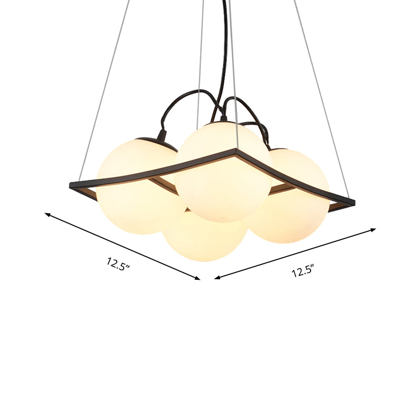 Globe Living Room Ceiling Chandelier Traditional Frosted Glass 4/9 Lights White Hanging Fixture,shopify with Square Frame Clearhalo 'Ceiling Lights' 'Chandeliers' 'Lighting' 211719_0e5812f5-16c3-4b8a-99fe-3a8ebf9e3156