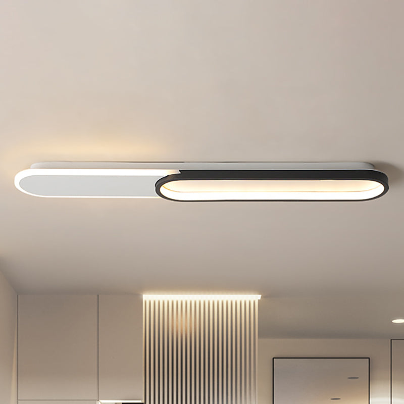 Rectangular Flush Lighting Modernist Acrylic Black Led Flush Mount Lamp Fixture in White/Warm Light, 16.5"/23.5"/31.5" Wide Clearhalo 'Ceiling Lights' 'Close To Ceiling Lights' 'Close to ceiling' 'Flush mount' Lighting' 211752