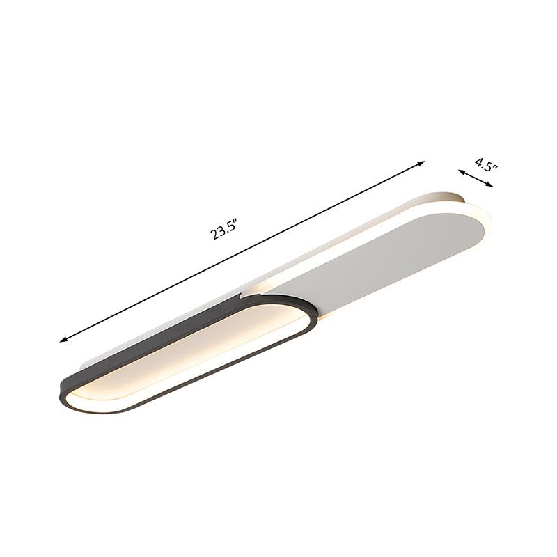 Rectangular Flush Lighting Modernist Acrylic Black Led Flush Mount Lamp Fixture in White/Warm Light, 16.5"/23.5"/31.5" Wide Clearhalo 'Ceiling Lights' 'Close To Ceiling Lights' 'Close to ceiling' 'Flush mount' Lighting' 211755