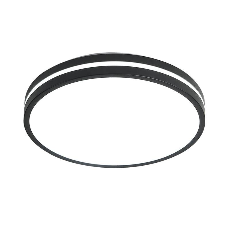 Round Flush Mount Modernist Acrylic Led Black Flush Light Fixture with Recessed Diffuser in White Light, 16"/19.5" Wide Clearhalo 'Ceiling Lights' 'Close To Ceiling Lights' 'Close to ceiling' 'Flush mount' Lighting' 211771