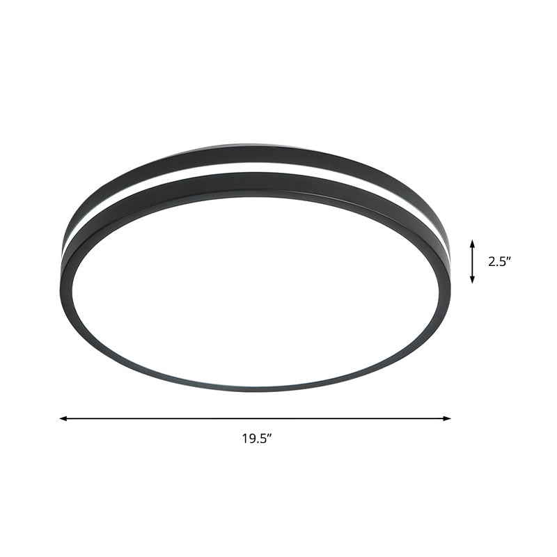 Round Flush Mount Modernist Acrylic Led Black Flush Light Fixture with Recessed Diffuser in White Light, 16"/19.5" Wide Clearhalo 'Ceiling Lights' 'Close To Ceiling Lights' 'Close to ceiling' 'Flush mount' Lighting' 211773