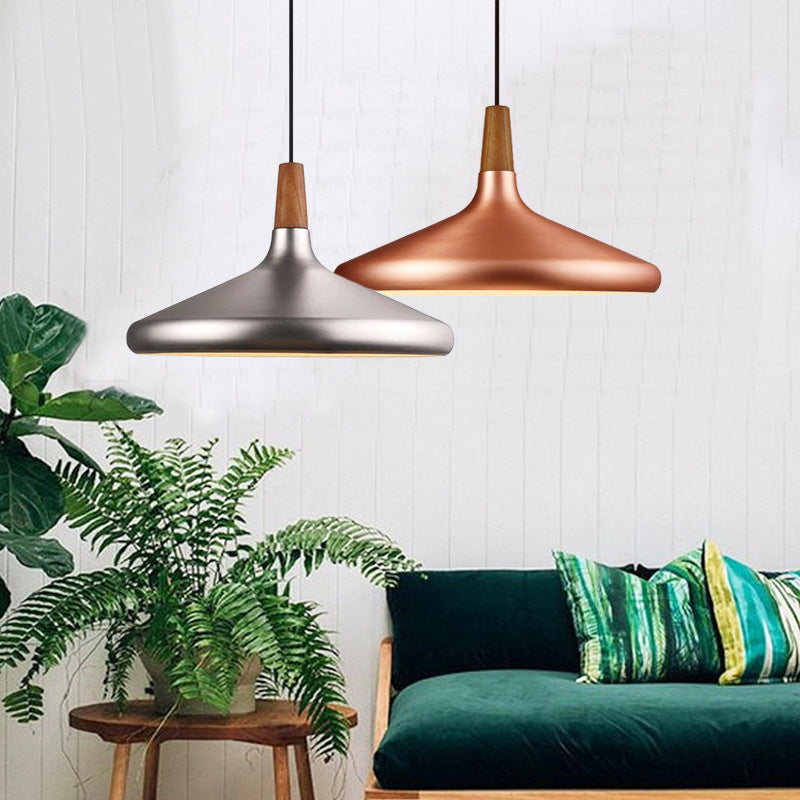 Cone Shade Ceiling Light Simplicity Metallic 1 Head Dining Room Pendant Light Fixture Clearhalo 'Ceiling Lights' 'Lighting' 'Pendant Lights' 2121208_6893355c-5f2d-45a7-8768-e76d6bb4d638