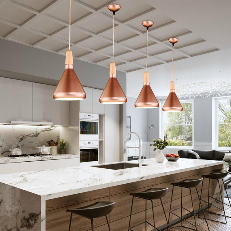 Cone Shade Ceiling Light Simplicity Metallic 1 Head Dining Room Pendant Light Fixture Clearhalo 'Ceiling Lights' 'Lighting' 'Pendant Lights' 2121210_2d6c67d0-a63c-495e-bc9b-ef68b33c0d12