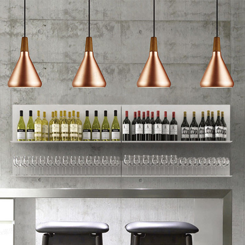 Cone Shade Ceiling Light Simplicity Metallic 1 Head Dining Room Pendant Light Fixture Clearhalo 'Ceiling Lights' 'Lighting' 'Pendant Lights' 2121211_771c2722-83ed-4ce8-8f01-6cd3ae737aff