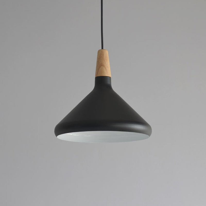 Cone Shade Ceiling Light Simplicity Metallic 1 Head Dining Room Pendant Light Fixture Black Medium Clearhalo 'Ceiling Lights' 'Lighting' 'Pendant Lights' 2121229_13eaadd0-f3a5-41be-bc3c-5e75ef51062b