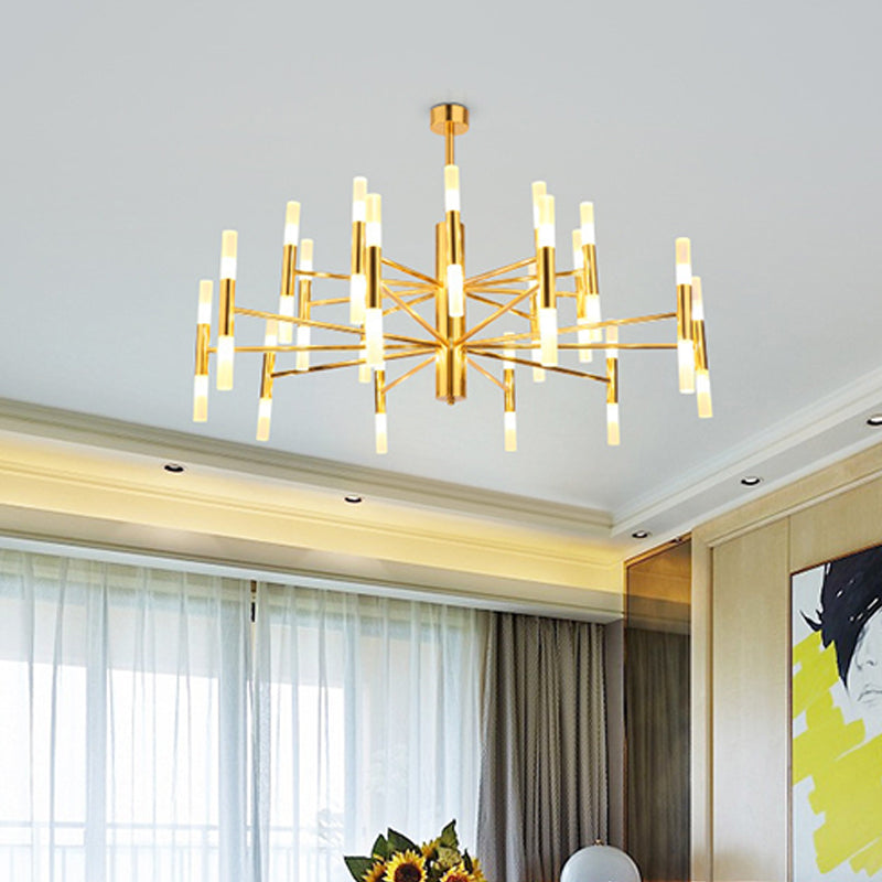 Radial Shaped Living Room Ceiling Lighting Metallic Postmodern LED Chandelier Light Fixture Clearhalo 'Ceiling Lights' 'Chandeliers' 'Modern Chandeliers' 'Modern' Lighting' 2121281