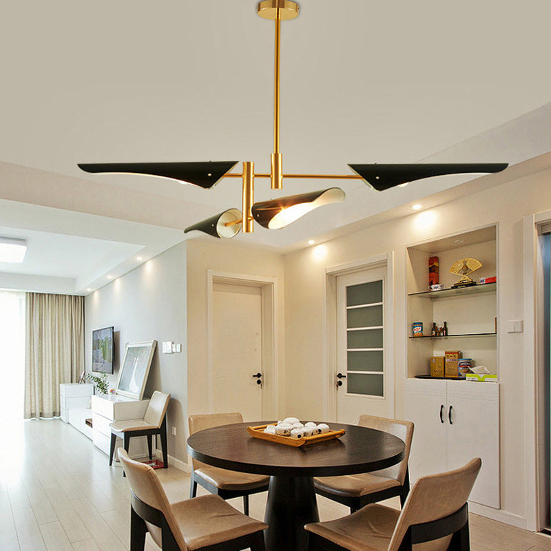 Metallic Burst Chandelier Light Post-Modern Pendant Lighting Fixture for Living Room 4 Black Clearhalo 'Ceiling Lights' 'Chandeliers' 'Modern Chandeliers' 'Modern' Lighting' 2121369