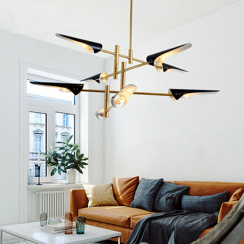 Metallic Burst Chandelier Light Post-Modern Pendant Lighting Fixture for Living Room 8 Black Clearhalo 'Ceiling Lights' 'Chandeliers' 'Modern Chandeliers' 'Modern' Lighting' 2121374