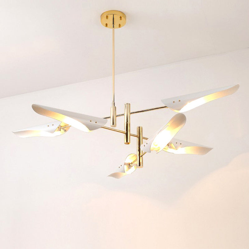 Metallic Burst Chandelier Light Post-Modern Pendant Lighting Fixture for Living Room 6 White Clearhalo 'Ceiling Lights' 'Chandeliers' 'Modern Chandeliers' 'Modern' Lighting' 2121382