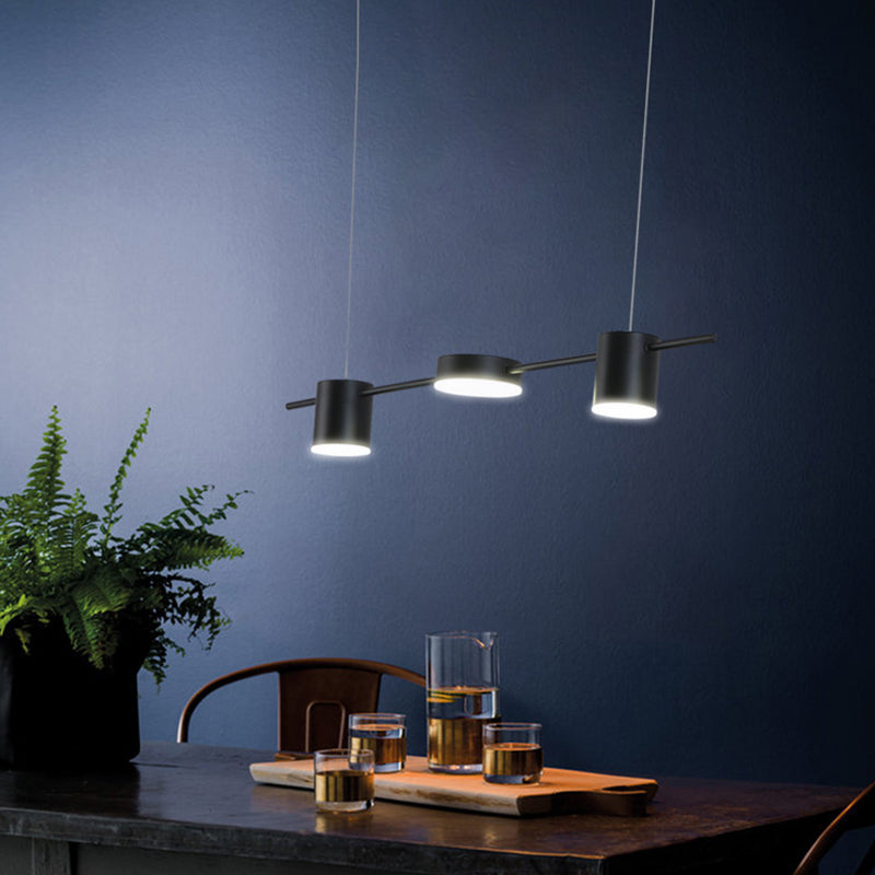 Postmodern Linear Shaped LED Pendant Light Metallic Dining Room Hanging Island Light 3 Black Clearhalo 'Ceiling Lights' 'Island Lights' Lighting' 2121411