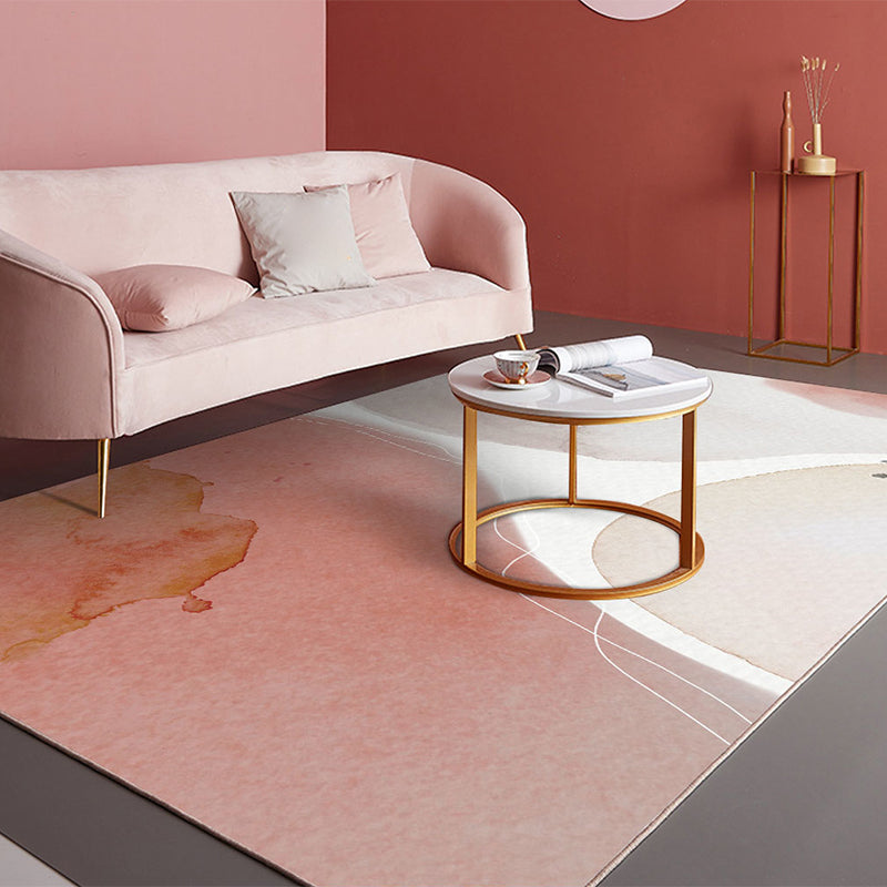 Nordic Colorblock Pattern Rug Multi-Color Synthetics Rug Washable Pet Friendly Anti-Slip Backing Carpet for Girls Room Pink Design 6 Clearhalo 'Area Rug' 'Rug' 2121820
