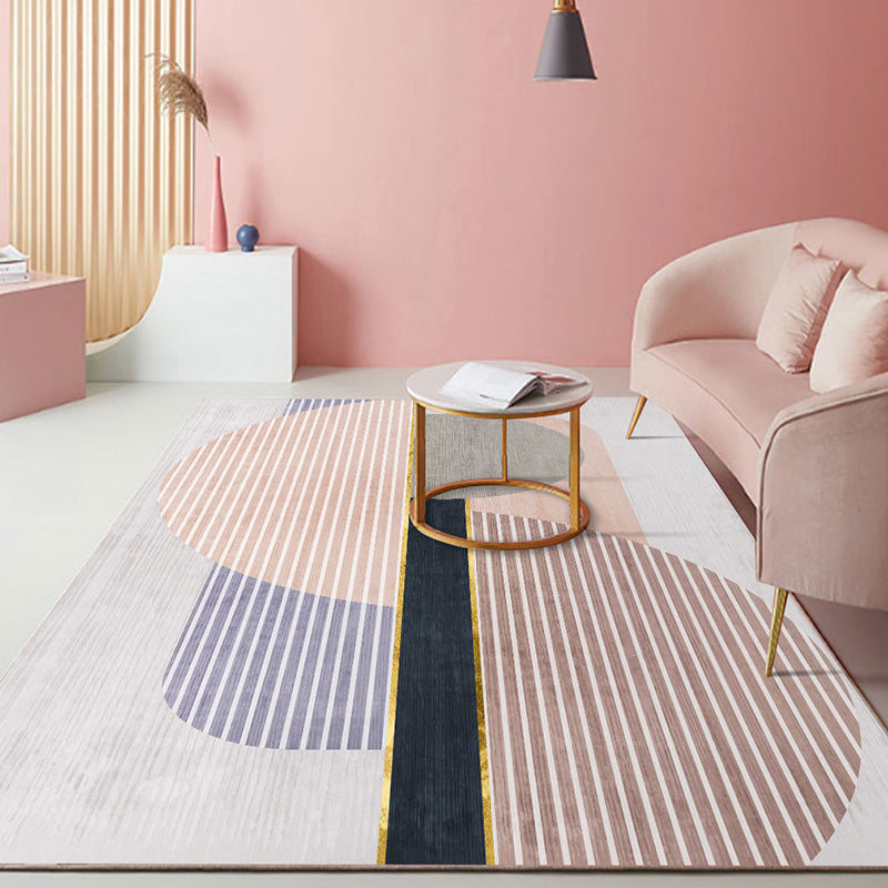 Nordic Colorblock Pattern Rug Multi-Color Synthetics Rug Washable Pet Friendly Anti-Slip Backing Carpet for Girls Room Pink Design 4 Clearhalo 'Area Rug' 'Rug' 2121825
