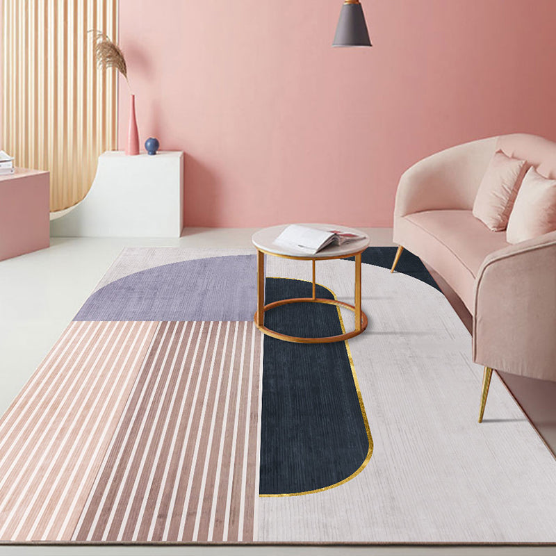 Nordic Colorblock Pattern Rug Multi-Color Synthetics Rug Washable Pet Friendly Anti-Slip Backing Carpet for Girls Room Pink Design 3 Clearhalo 'Area Rug' 'Rug' 2121827