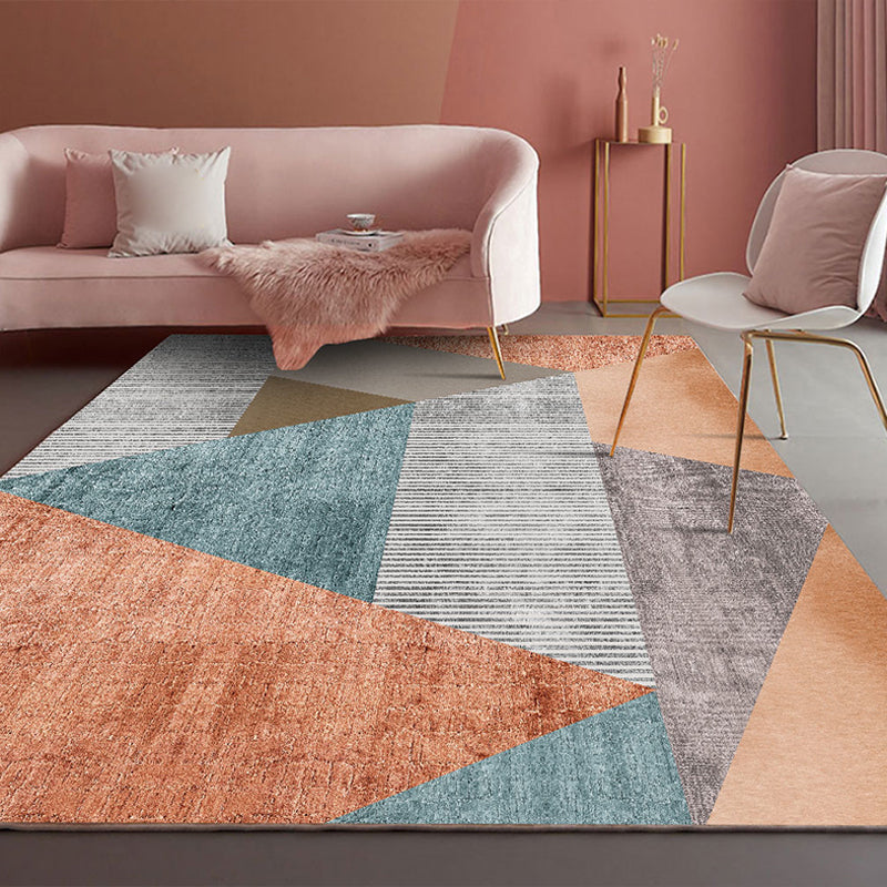 Nordic Colorblock Pattern Rug Multi-Color Synthetics Rug Washable Pet Friendly Anti-Slip Backing Carpet for Girls Room Pink Design 10 Clearhalo 'Area Rug' 'Rug' 2121829