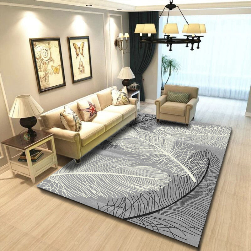 Enchanting Postmodern Rug Multi Color Botanic Geometric Rug Washable Pet Friendly Anti-Slip Rug for Home Decor Light Gray-White Clearhalo 'Area Rug' 'Rug' 2121883