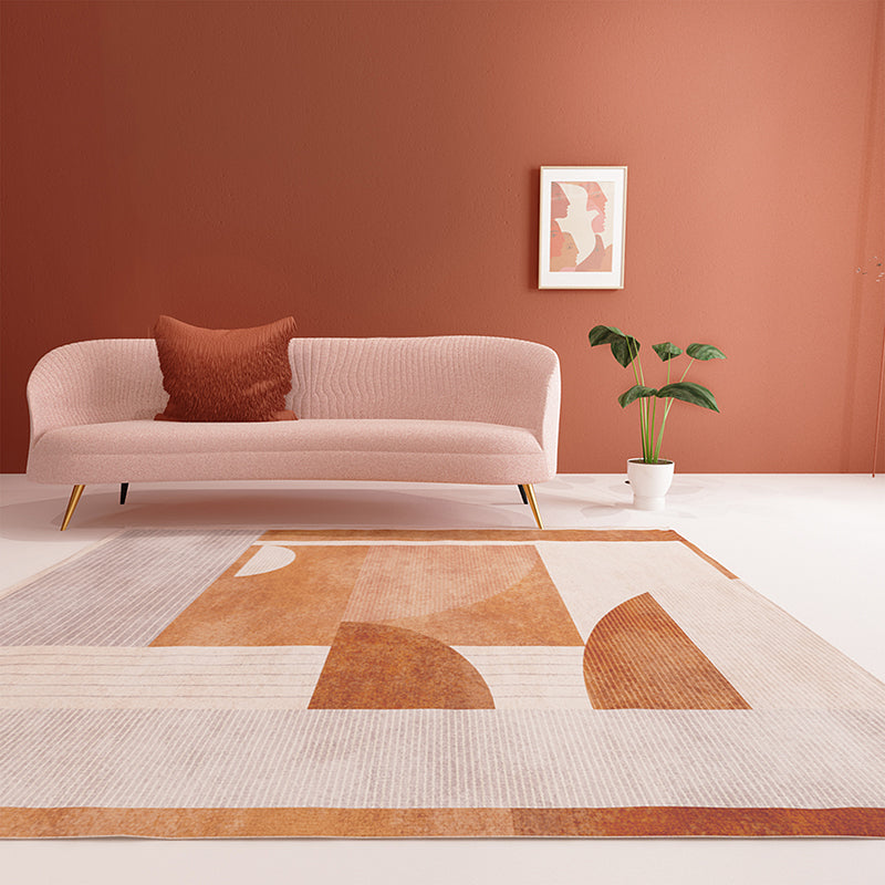 Mid-Century Living Room Rug Multi Color Architecture Colorblock Rug Polyester Pet Friendly Anti-Slip Washable Indoor Rug Dark Coffee Clearhalo 'Area Rug' 'Rug' 2121956