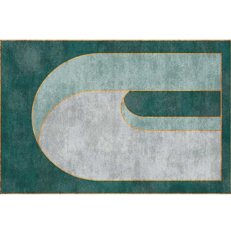 Mid-Century Living Room Rug Multi Color Architecture Colorblock Rug Polyester Pet Friendly Anti-Slip Washable Indoor Rug Green Clearhalo 'Area Rug' 'Rug' 2121964