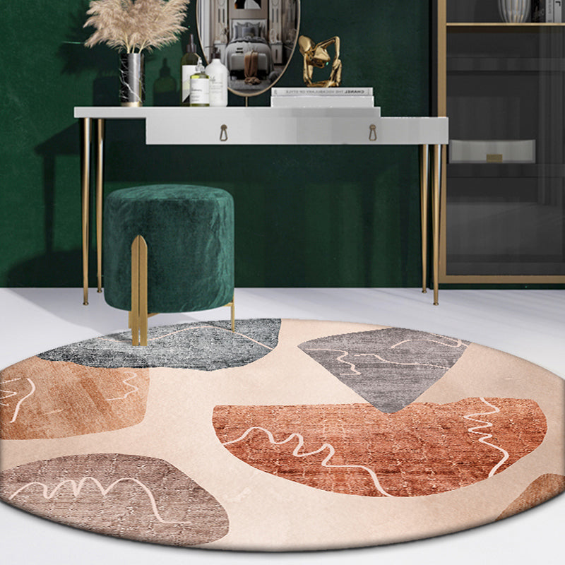 Mid Century Color-Blocking Rug Multi Colored Synthetics Rug Non-Slip Backing Machine Wash Pet Friendly Carpet for Home Decor Dark Coffee Clearhalo 'Area Rug' 'Rug' 2122011