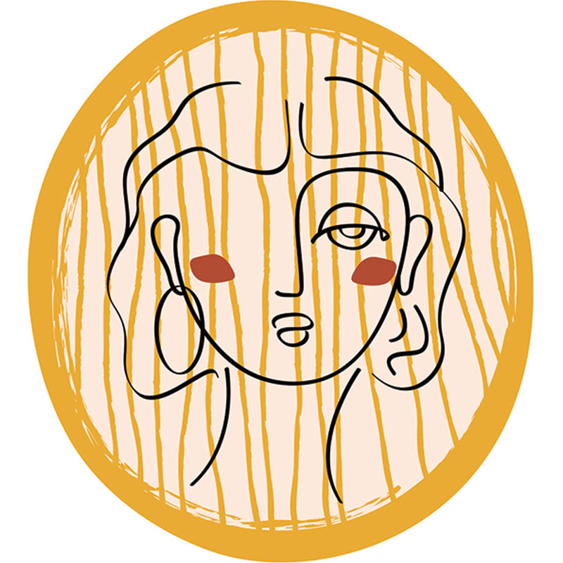 Nordic Style Bedroom Rug Morandi Color Abstract Line Sketch Rug Polypropylene Anti-Slip Backing Machine Washable Pet Friendly Rug Yellow Clearhalo 'Area Rug' 'Rug' 2122062