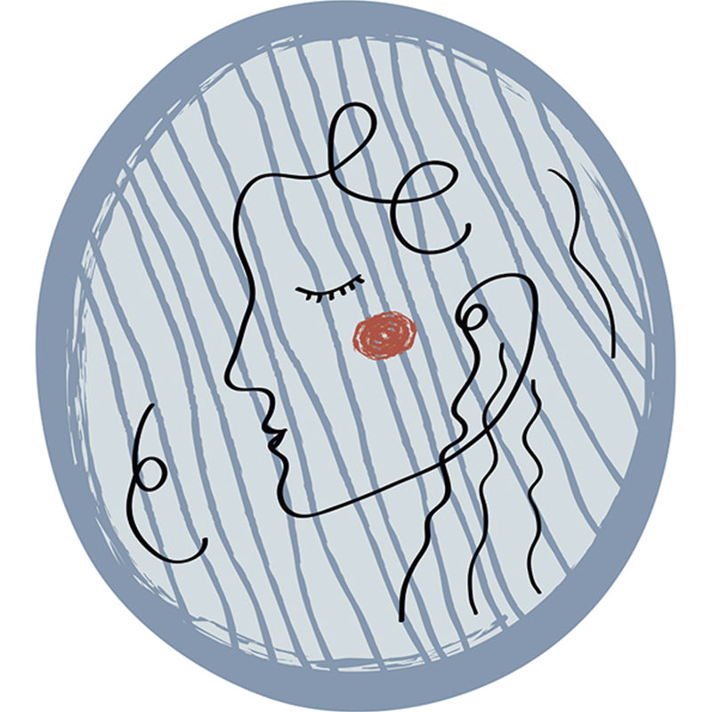 Nordic Style Bedroom Rug Morandi Color Abstract Line Sketch Rug Polypropylene Anti-Slip Backing Machine Washable Pet Friendly Rug Light Blue Clearhalo 'Area Rug' 'Rug' 2122065