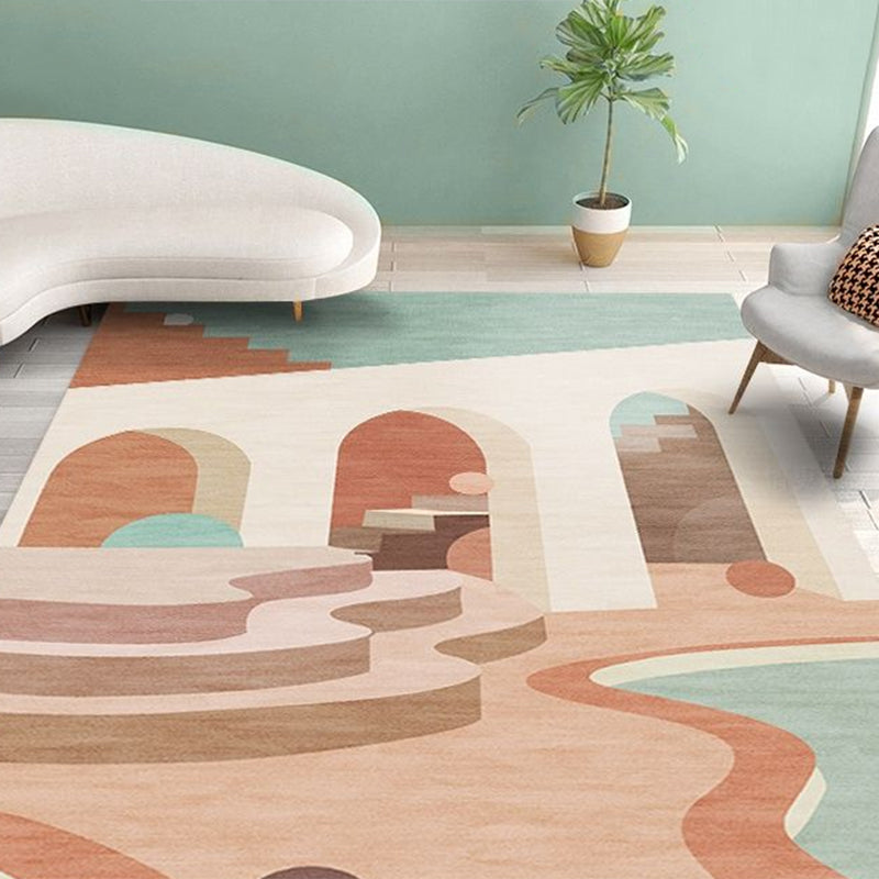 Nordic Living Room Rug Morandi Color Castle Interior View Rug Polypropylene Stain Resistant Pet Friendly Anti-Slip Backing Rug Clearhalo 'Area Rug' 'Rug' 2122917