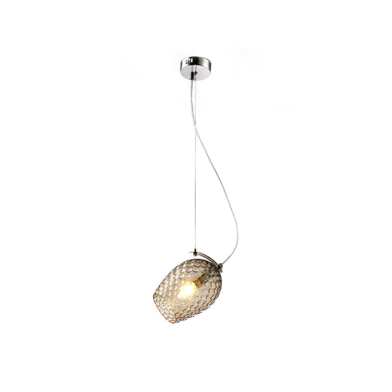 Tulip Pendant Lighting Modernist Clear/Amber/Smoke Prismatic Glass 1 Light Bedroom Hanging Lamp Fixture Clearhalo 'Ceiling Lights' 'Glass shade' 'Glass' 'Modern Pendants' 'Modern' 'Pendant Lights' 'Pendants' Lighting' 212689