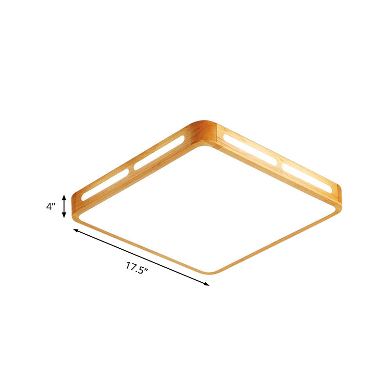 Rectangle Ceiling Mounted Light Modernism Wood Beige LED Flush Mount Lamp for Bedroom, 12"/18"/21"/25.5" Wide Clearhalo 'Ceiling Lights' 'Close To Ceiling Lights' 'Close to ceiling' 'Flush mount' Lighting' 213532