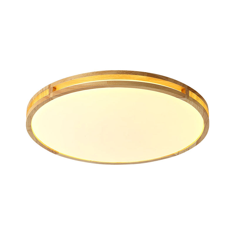 14"/16"/19.5" Dia Circle Flush Mount Contemporary Wood Beige LED Flush Mount Lamp with Acrylic Diffuser Clearhalo 'Ceiling Lights' 'Close To Ceiling Lights' 'Close to ceiling' 'Flush mount' Lighting' 213549