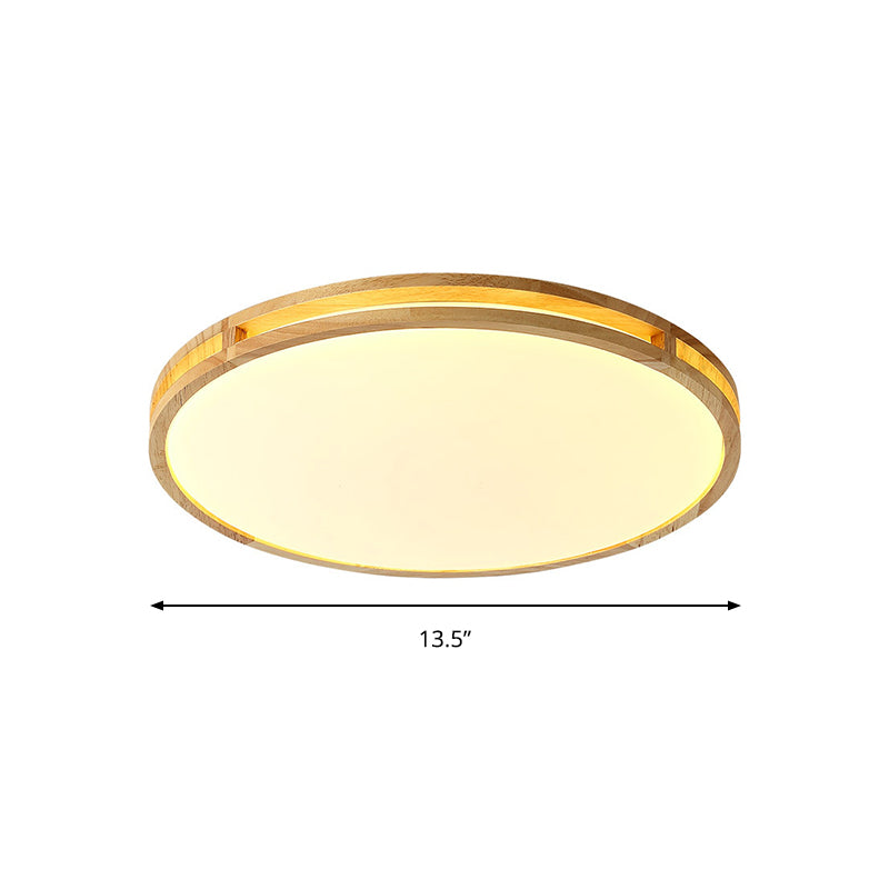 14"/16"/19.5" Dia Circle Flush Mount Contemporary Wood Beige LED Flush Mount Lamp with Acrylic Diffuser Clearhalo 'Ceiling Lights' 'Close To Ceiling Lights' 'Close to ceiling' 'Flush mount' Lighting' 213550