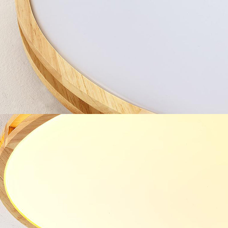 14"/16"/19.5" Dia Circle Flush Mount Contemporary Wood Beige LED Flush Mount Lamp with Acrylic Diffuser Clearhalo 'Ceiling Lights' 'Close To Ceiling Lights' 'Close to ceiling' 'Flush mount' Lighting' 213553