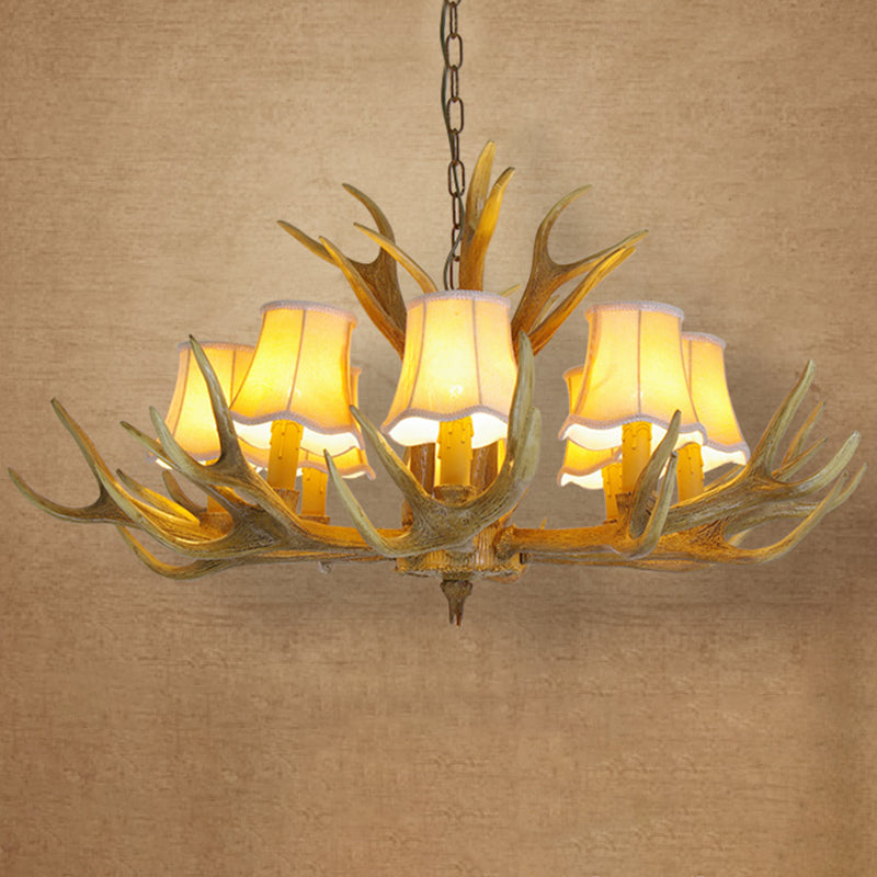 Classic Deer Horn Chandelier Pendant Light Resin Hanging Lighting for Living Room Clearhalo 'Ceiling Lights' 'Chandeliers' Lighting' options 2135895