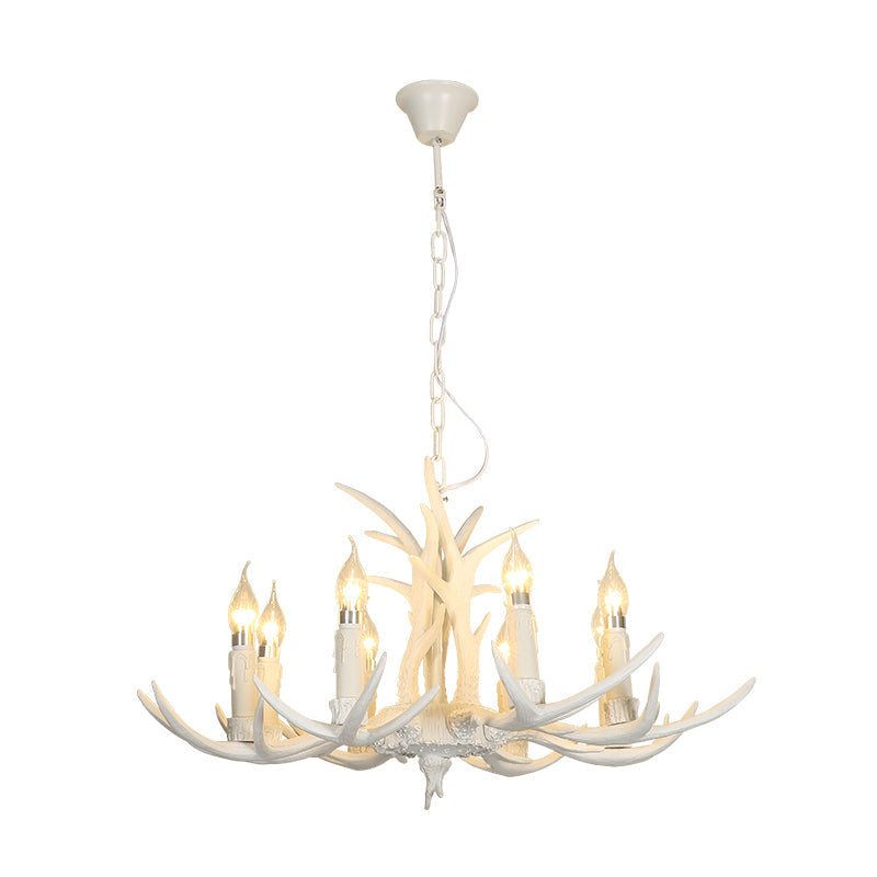 White Deer Horn Shaped Chandelier Lighting Classic Resin Living Room Pendant Light 8 White Clearhalo 'Ceiling Lights' 'Chandeliers' Lighting' options 2136033_c32be81b-0da3-43b7-a52c-8aab2dfb1ae8