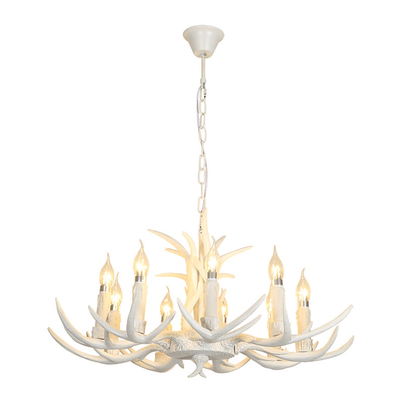 White Deer Horn Shaped Chandelier Lighting Classic Resin Living Room Pendant Light Clearhalo 'Ceiling Lights' 'Chandeliers' Lighting' options 2136034