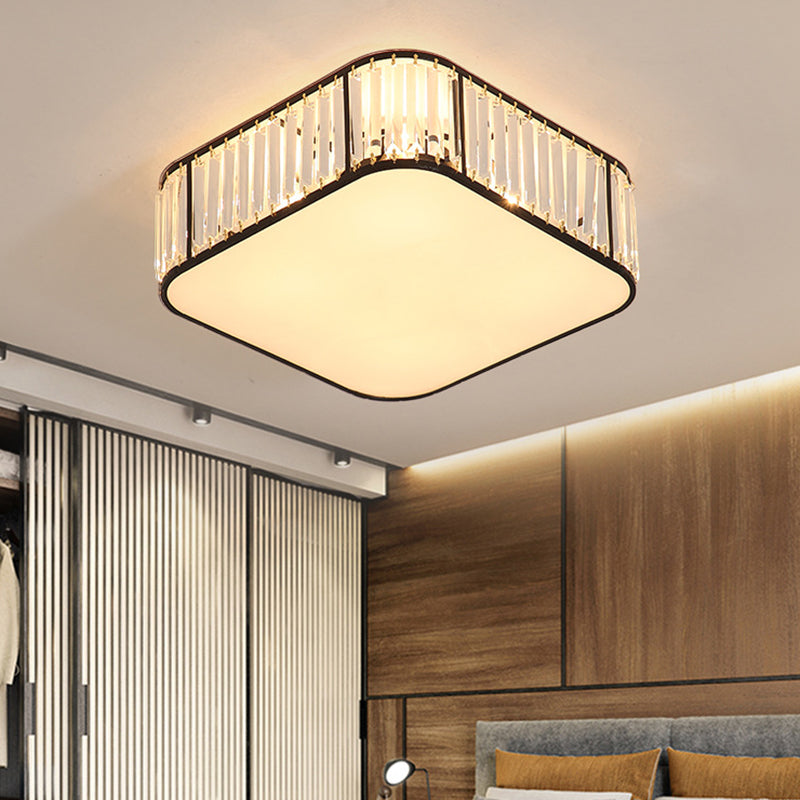 Contemporary Square Flush Ceiling Light Tri-Prism Crystal Living Room Flush Mount Lighting Fixture Clearhalo 'Ceiling Lights' 'Close To Ceiling Lights' 'Close to ceiling' 'Flush mount' Lighting' 2136176