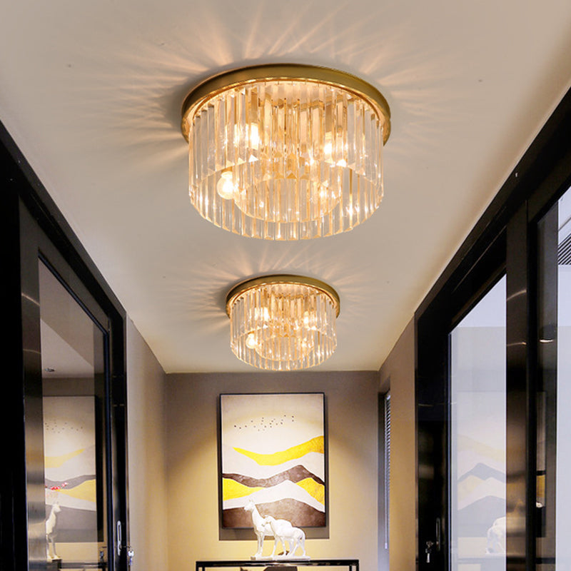 Round Shaped Living Room Flush Mount Prismatic Crystal Modern Flushmount Ceiling Light Clearhalo 'Ceiling Lights' 'Close To Ceiling Lights' 'Close to ceiling' 'Flush mount' Lighting' 2136202