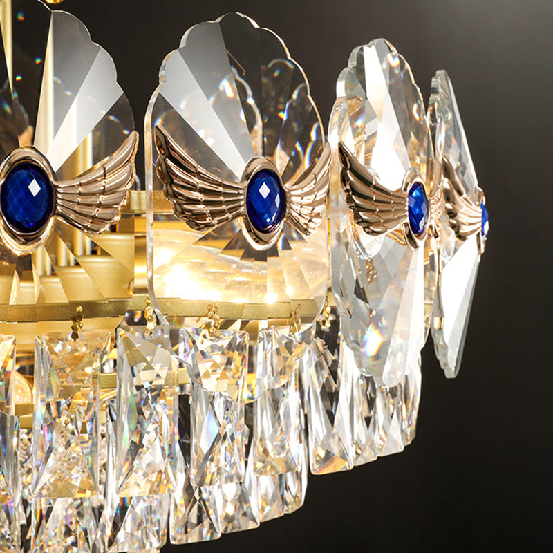 Tiered Semi Flush Light Artistic Beveled Crystal Living Room Flush Ceiling Light Fixture in Gold Clearhalo 'Ceiling Lights' 'Close To Ceiling Lights' 'Close to ceiling' 'Semi-flushmount' Lighting' 2136228