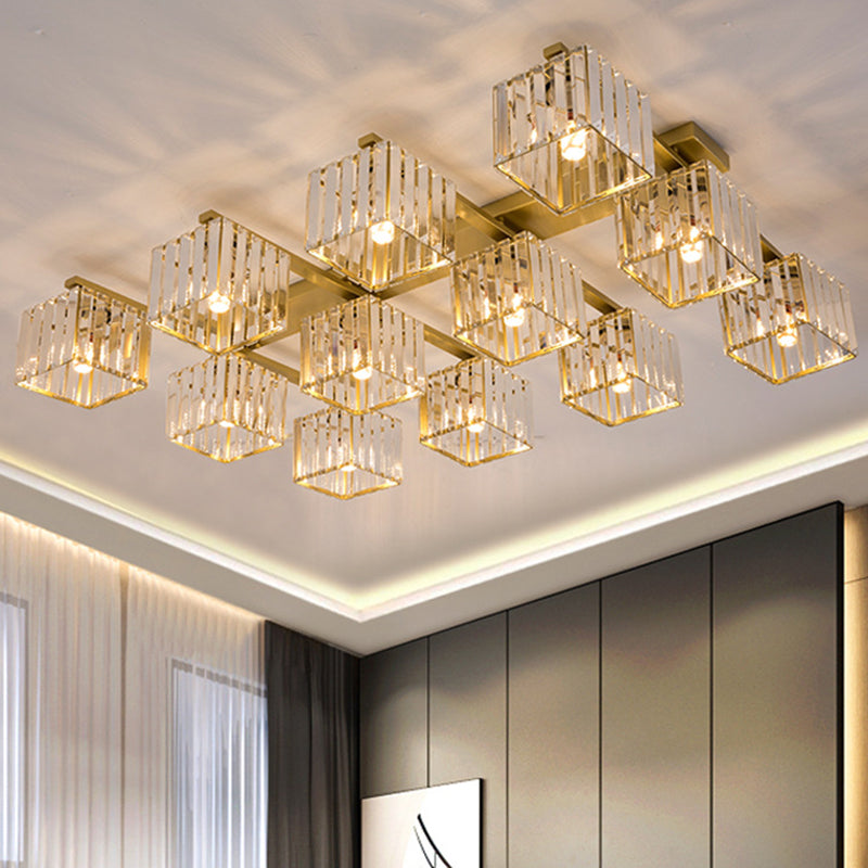 Artistic Square Flush Light Tri-Prism Crystal Living Room Flush Ceiling Light Fixture Clearhalo 'Ceiling Lights' 'Close To Ceiling Lights' 'Close to ceiling' 'Flush mount' Lighting' 2136255
