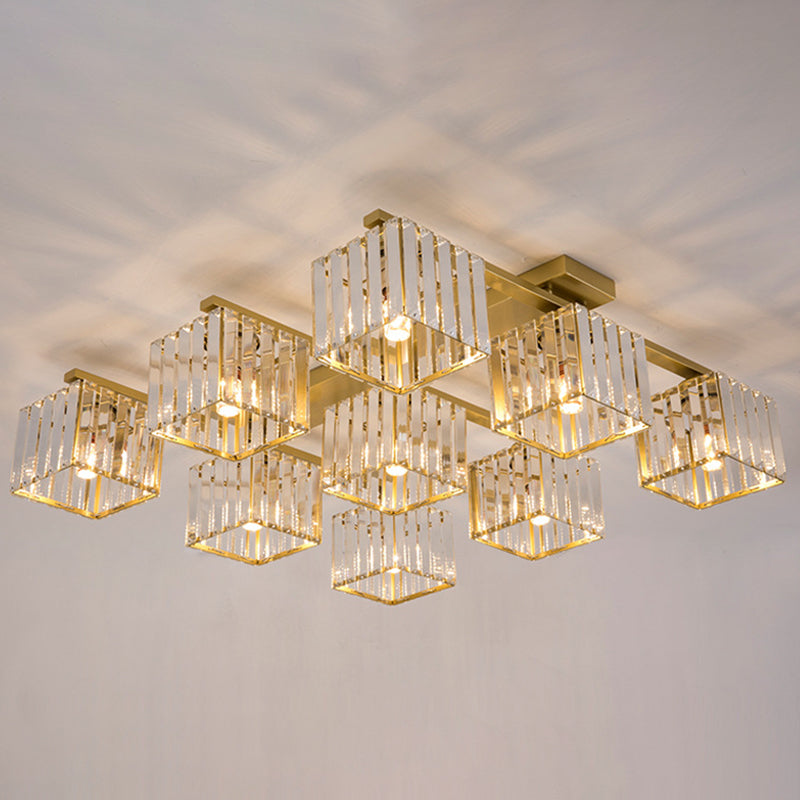 Artistic Square Flush Light Tri-Prism Crystal Living Room Flush Ceiling Light Fixture Clearhalo 'Ceiling Lights' 'Close To Ceiling Lights' 'Close to ceiling' 'Flush mount' Lighting' 2136257