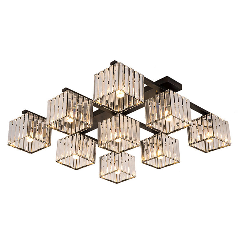 Artistic Square Flush Light Tri-Prism Crystal Living Room Flush Ceiling Light Fixture Clearhalo 'Ceiling Lights' 'Close To Ceiling Lights' 'Close to ceiling' 'Flush mount' Lighting' 2136264