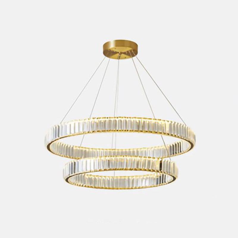 Clear Crystal Circle Chandelier Pendant Light Post-Modern LED Hanging Light for Living Room Clearhalo 'Ceiling Lights' 'Chandeliers' 'Modern Chandeliers' 'Modern' Lighting' 2136376