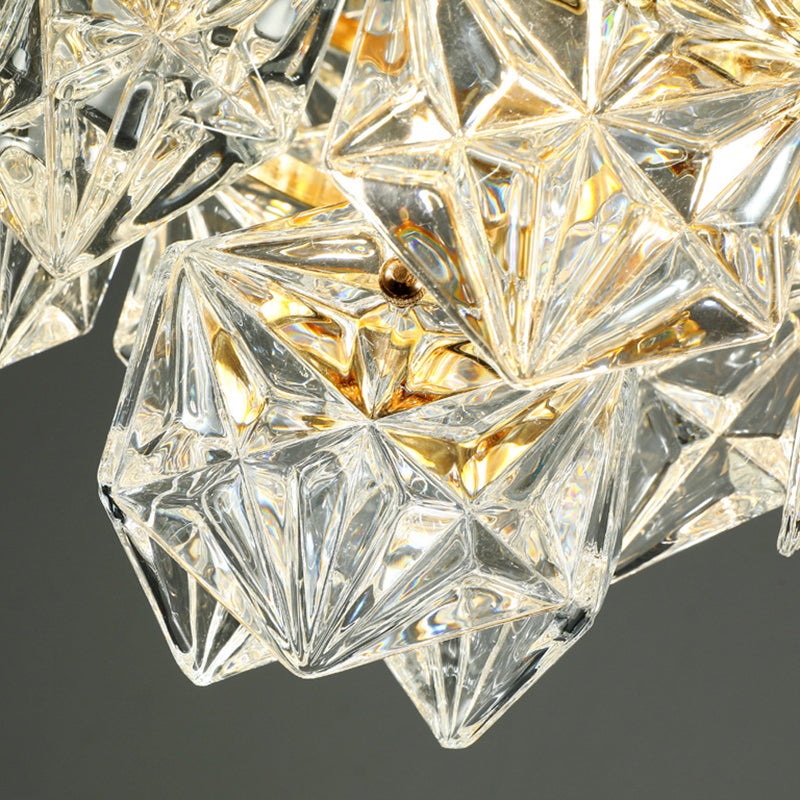 Cone Shaped Ceiling Lighting Postmodern Clear Crystal Living Room Chandelier Light Fixture in Gold Clearhalo 'Ceiling Lights' 'Chandeliers' 'Modern Chandeliers' 'Modern' Lighting' 2136456