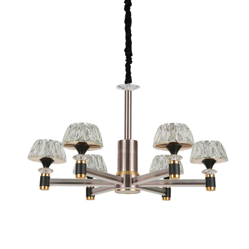 Round Shade Living Room Ceiling Lighting Faceted Crystal Postmodern Chandelier Light Fixture in Black Clearhalo 'Ceiling Lights' 'Chandeliers' 'Modern Chandeliers' 'Modern' Lighting' 2136558