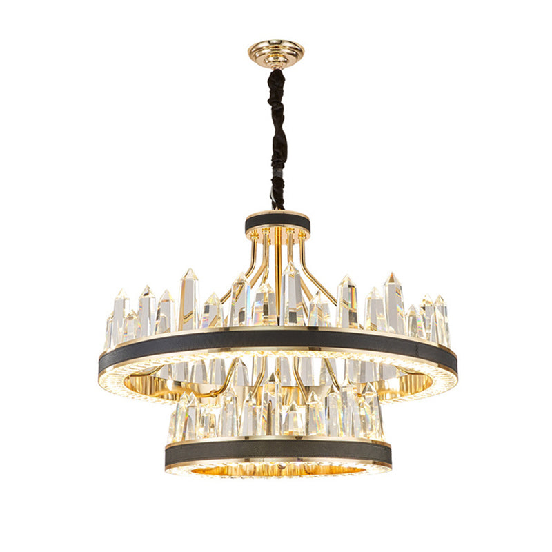 Black Icicle Shaped Chandelier Lighting Minimalist K9 Crystal Pendant Light for Living Room Clearhalo 'Ceiling Lights' 'Chandeliers' 'Modern Chandeliers' 'Modern' Lighting' 2136586