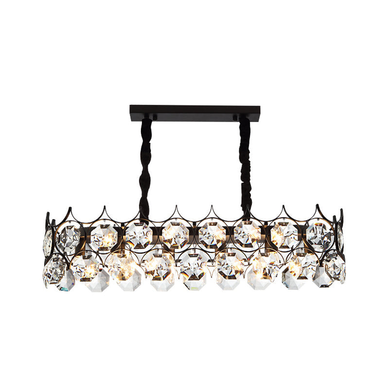 Geometric Living Room Chandelier Pendant Light Beveled Crystal Post-Modern Hanging Light in Black Black Large Rectangle Clearhalo 'Ceiling Lights' 'Chandeliers' 'Modern Chandeliers' 'Modern' Lighting' 2136608
