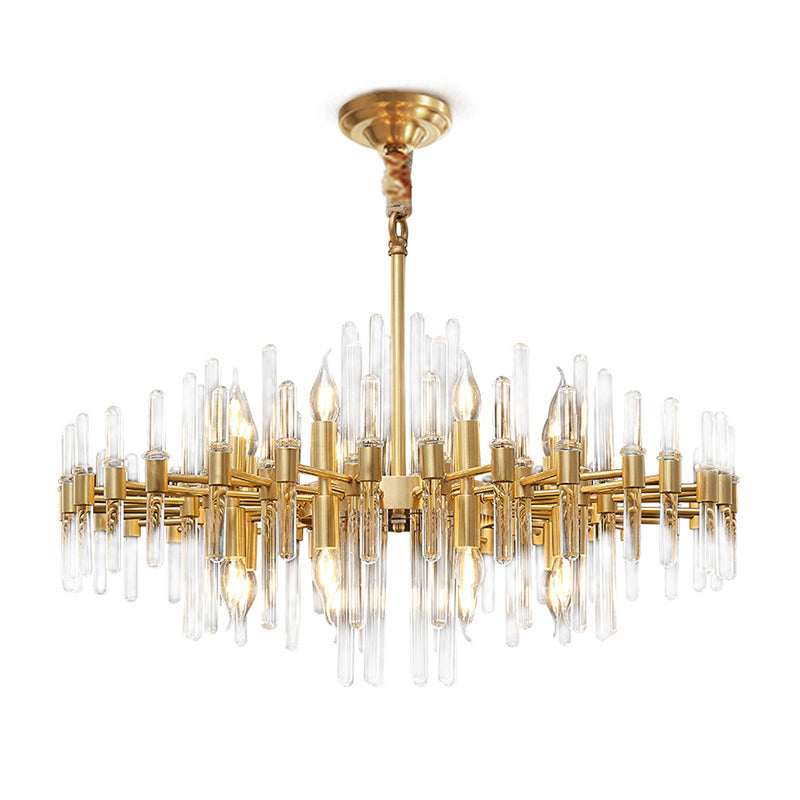 Gold Color Contemporary Candle Chandelier Metal Suspended Light with Crystal Block Design Clearhalo 'Ceiling Lights' 'Hogar' 'Iluminaci��n' 'L��mparas de Ara��a' 'L��mparas de Techo' 2136625_60584c55-6316-4c51-a9df-cd52dc314cf5