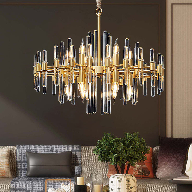 Gold Color Contemporary Candle Chandelier Metal Suspended Light with Crystal Block Design Clearhalo 'Ceiling Lights' 'Hogar' 'Iluminaci��n' 'L��mparas de Ara��a' 'L��mparas de Techo' 2136627_565c302d-c87d-44ed-8446-ac3fa58fee02